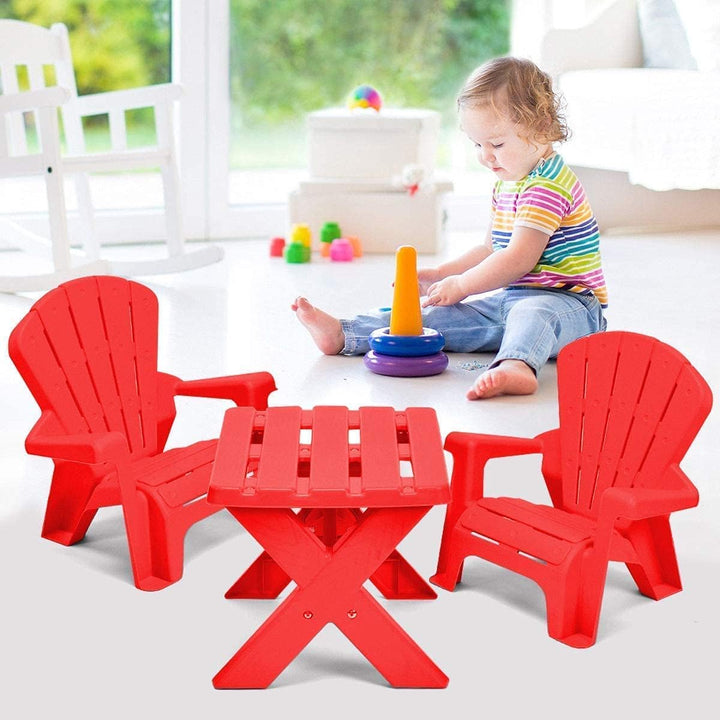 Kids Table and Chair Set, Outdoor Toddler Activity Table and Adirondack Chairs for Picnic, Garden, Patio, Backyard & Beach, Kids Outdoor Table and Chair Set (Blue)