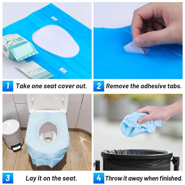 50 Pack Toilet Seat Covers Disposable - Waterproof 16X24 Inch Extra Large Individually Wrapped Toilet Seat Shields Travel Accessories for Adults Kids