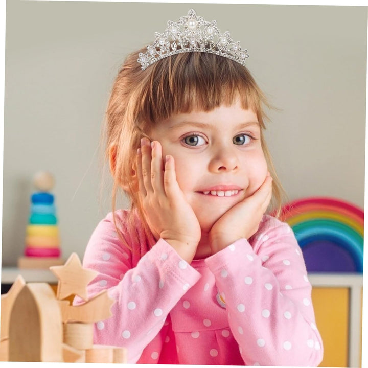 4Pcs Rhinestone Pearl Tiara for Elegant Crown Headdress with Rhinestone Design for Princess Parties and Special Occasions