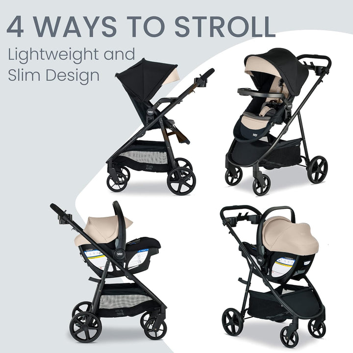 Willow Brook S+ Baby Travel System, Infant Car Seat and Stroller Combo with Alpine Base, Clicktight Technology, Safewash Insert and Cover, Sand Onyx