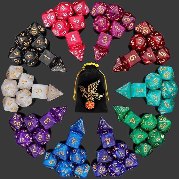 DND Dice Sets - 6 X 7 Polyhedral Dice (42Pcs) with 6 Drawstring Bags for Dungeons and Dragons, RPG, Mtg,Role Playing Table Game