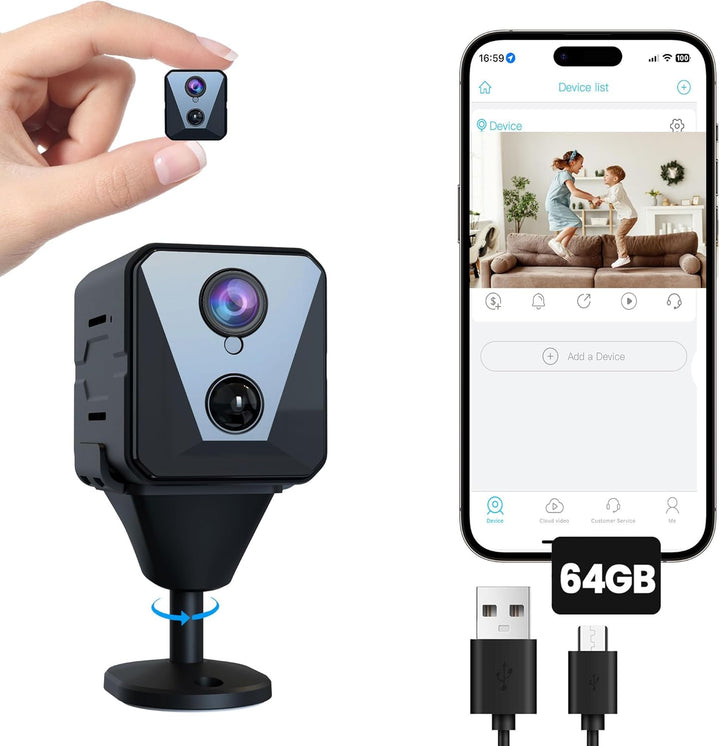 2025 Upgraded Security Camera, 4K HD Mini Nanny Cam for Home with Night Vision, Wifi Indoor Camera, 100 Days Long Battery Life, Motion Detection, Remote Viewing, Wireless Surveillance Cam