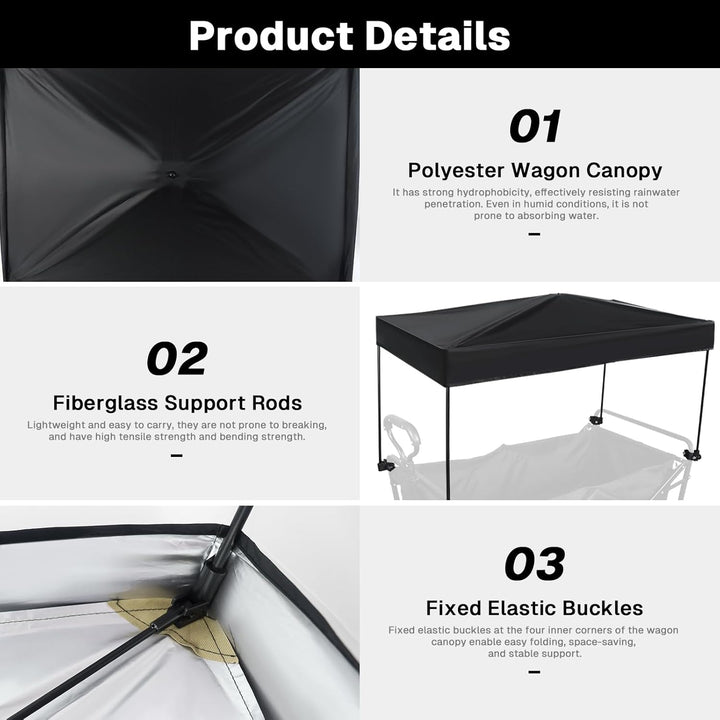 Universal Model Wagon Canopy Cover Garden Push Awning Portable Outdoor Stroller Accessories Awning for Garden Wagon, Shopping, Camping (Suitable for Folded,Gathering Folded Stroller) -50*76Cm