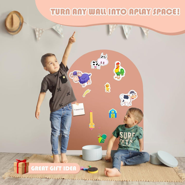 Magnetic Wall Decal Arch, 15" X 31" Magnetic Chalk Board Sticker for Kids, Playroom, Home（Milk Tea）