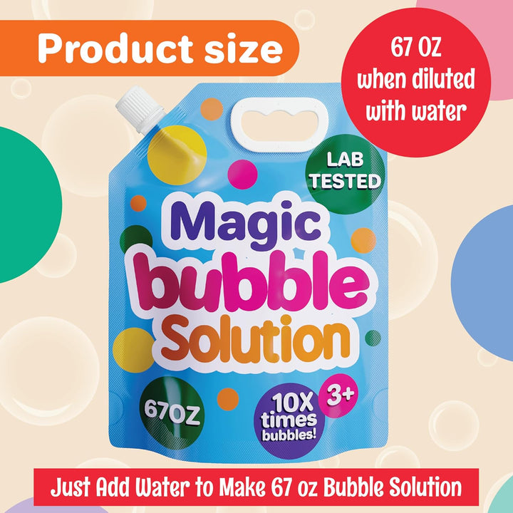 67 Oz Iridescent Bubble Solution Refill | Non-Toxic Quick & Easy Just Add Water to Make 67 Oz Bubble Refill Solution | Bubbles for Kids | Bubbles Bulk | Bubble Machine Solution | Giant Bubbles