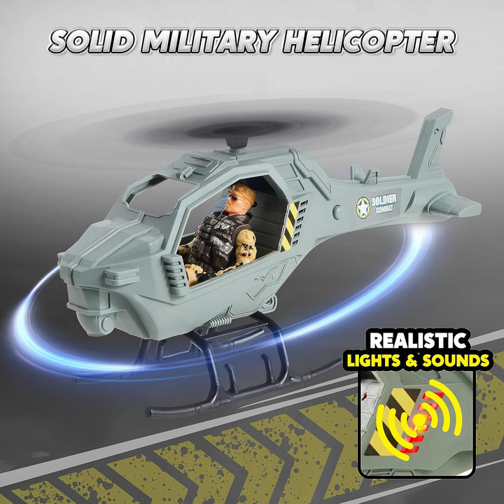 Military Base Toys Set Including Army Vehicles, Army Men Action Figures and Weapon Gear Accessories Military Combat Toys