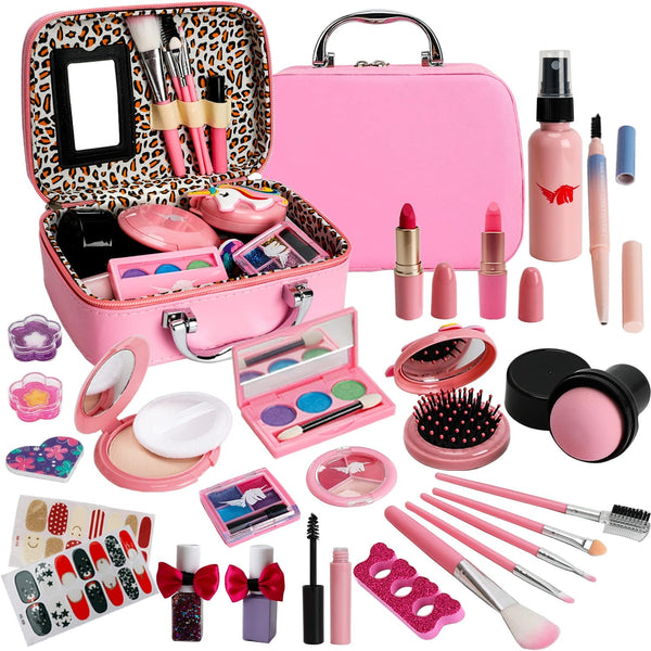 Kids Washable Makeup Girl Toys - Real Make up Set, Little Girls Makeup Kit for Toddler Kid Children Princess, Christmas Birthday Gift Toys for Girl 4 5 6 7 8 9 10 Year Old