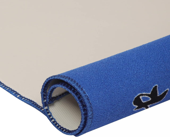 Mahjong Mat with 3 Dice & Carrying Bag, anti Slip and Noise Reduction Mahjong Table Mat for Poker, Card, Board & Tile Games (Blue, 31.5 Inches)
