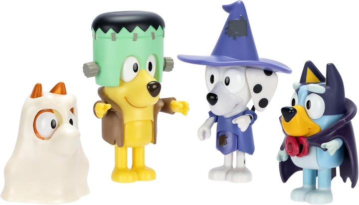 Figure 4-Packs, Halloween, 2.5" Poseable, Bingo, Chloe & Lucky Dressed in Halloween Costumes, with Accessories, Kids Can Recreate Their Favorite Moments