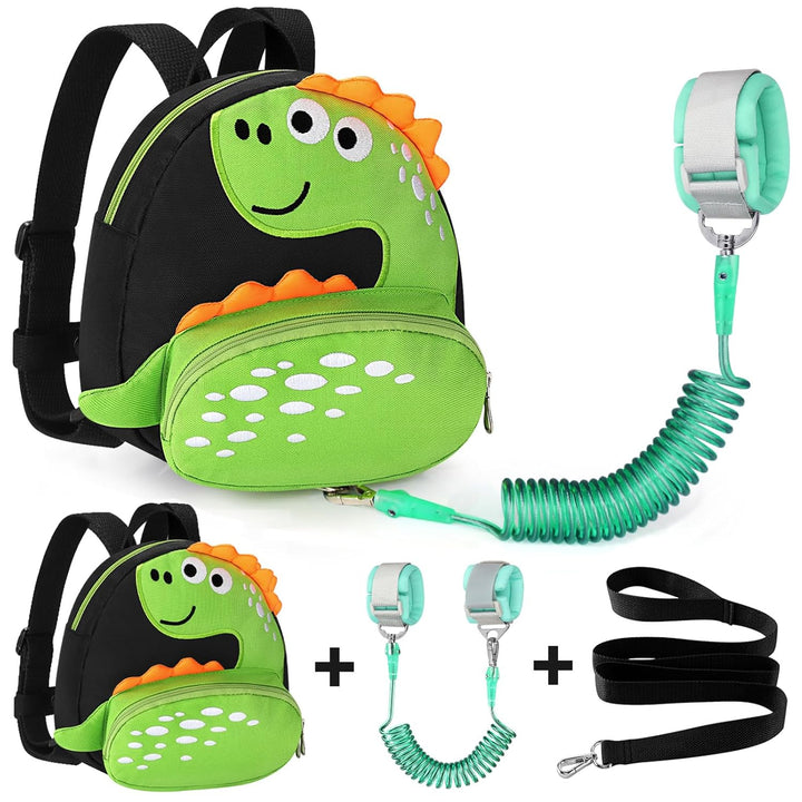 Toddler Harness Backpack Leash, Cute Dinosaur Backpacks with anti Lost Wrist Link, Cute Mini Child Backpack Wristband Tether Strap and Protection Leashes for Boys Girls Aged 1-3 Years