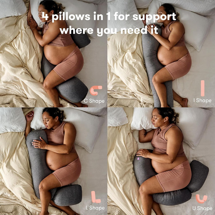 Pregnancy Pillow, Body Pillow, Cooling Pillow, Adjustable for Comfortable Sleep and Pregnancy Belly Support, Back Support, and Leg Support, Gray