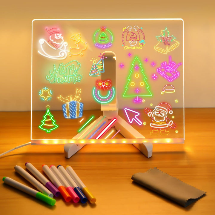 Led Note Board with Colors, Light up Acrylic Message Board, Glowing Acrylic Dry Erase Board with Light, Led Boards to Write On, Led Writing Board Led Drawing Board (Large/11.8 * 7.9 Inches)