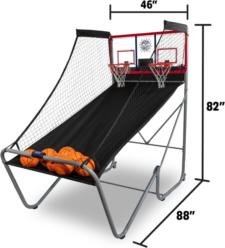 Official Indoor/Outdoor Dual Shot Basketball Arcade Game - Weather Resistant - 16 Different Games - 6 Audio Options - near 100% Scoring Accuracy - Large LED Scoreboard
