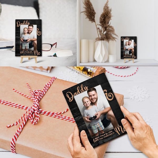 Daddy and Me Photo Frame, Wooden Father and Baby Picture Holder, Gender-Neutral Nursery Decoration for Baby Boy or Girl, 4" X 6" Photo Display Keepsake