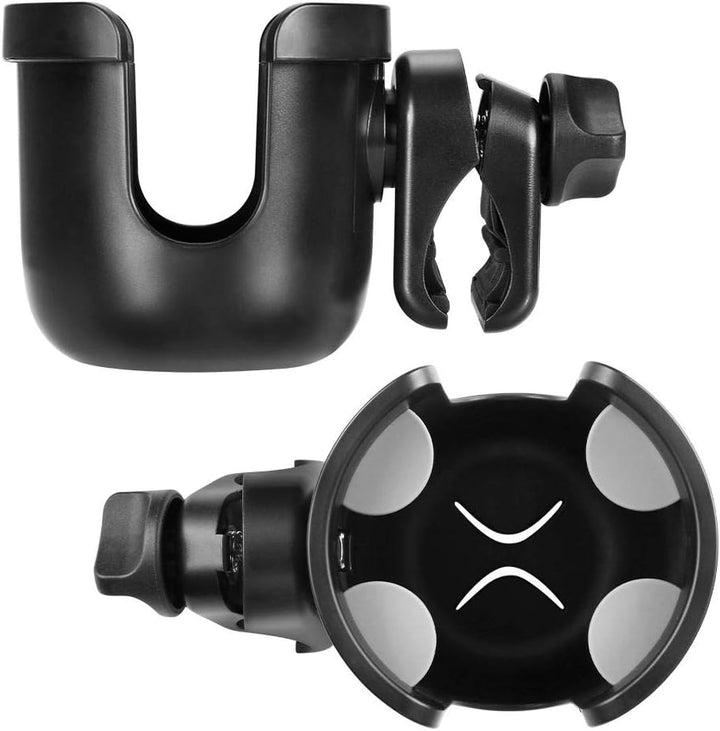 Stroller Cup Holder, Universal Cup Holder, Bike Cup Holder, 360° Rotatable Large Caliber Drinks Holder for Stroller, Bike, Wheelchair, Walker, Black