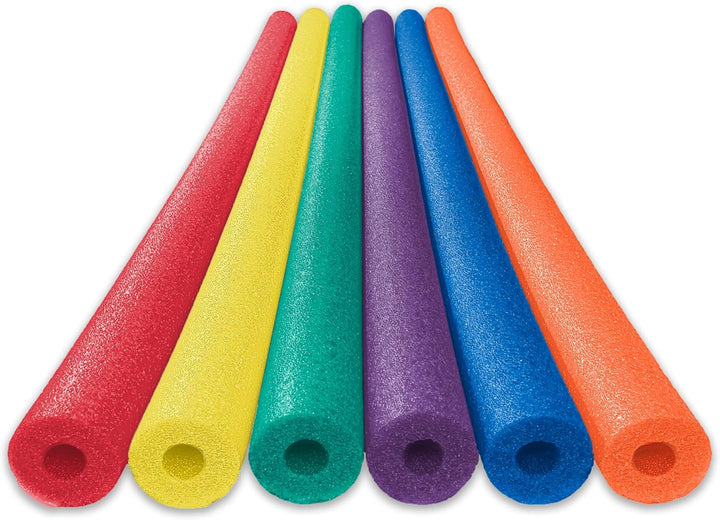 6 Pack Foam Pool Noodles – 48” X 2.5” Hollow Core – Extra Dense, Durable – Made in North America