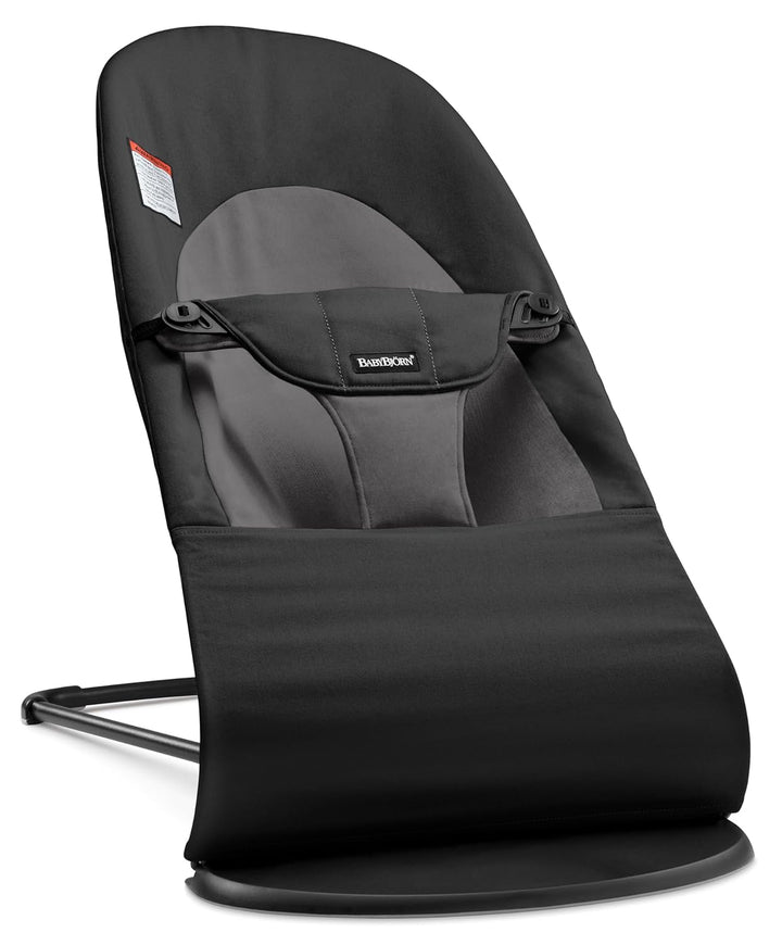 Bouncer Balance Soft, Dark Gray, Woven/Jersey, Tri-Fabric | 2-In-1 Adjustable Baby Bouncer Seat and Toddler Chair, Newborn to Toddler (8-29 Lbs), 4 Positions, Lightweight & Portable