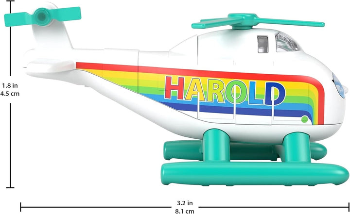 Fisher-Price GYV67 Rainbow Harold Push-Along Toy Helicopter for Preschool Kids Ages 3 Years and Up, Multicolor, 4.0 Cm*4.0 Cm*8.5 Cm