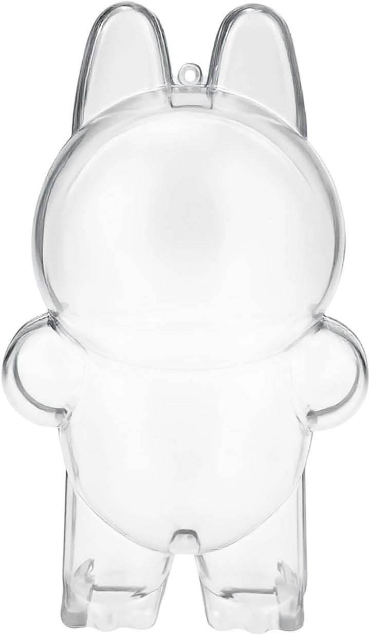 Protective Case for LABUBU the Monsters Exciting Macaron, Display Stand Acrylic Case Cover Accessories with Silicone Strap White - Standing Case, Clear