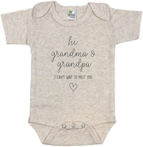 Hi Grandma & Grandpa I Can'T Wait to Meet You Pregnancy Announcement Infant Bodysuit - Surprise Gift for Grandparents