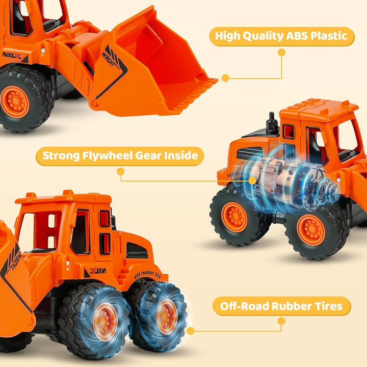 Construction Toys for 3 Years Old Boys Girls Kids, Friction Powered Construction Truck Toys Vehicles Sand Toys Trucks Excavator, Bulldozer, Road Roller (Colorful 4 Pack)