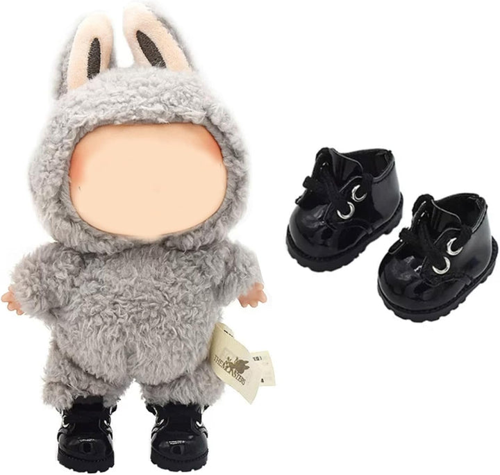 Mini Doll Shoes, 1 Pair Cute Lace up Canvas Sneakers Compatible for 17Cm/15Cm Doll Shoes Toy Outfit Accessories(White)