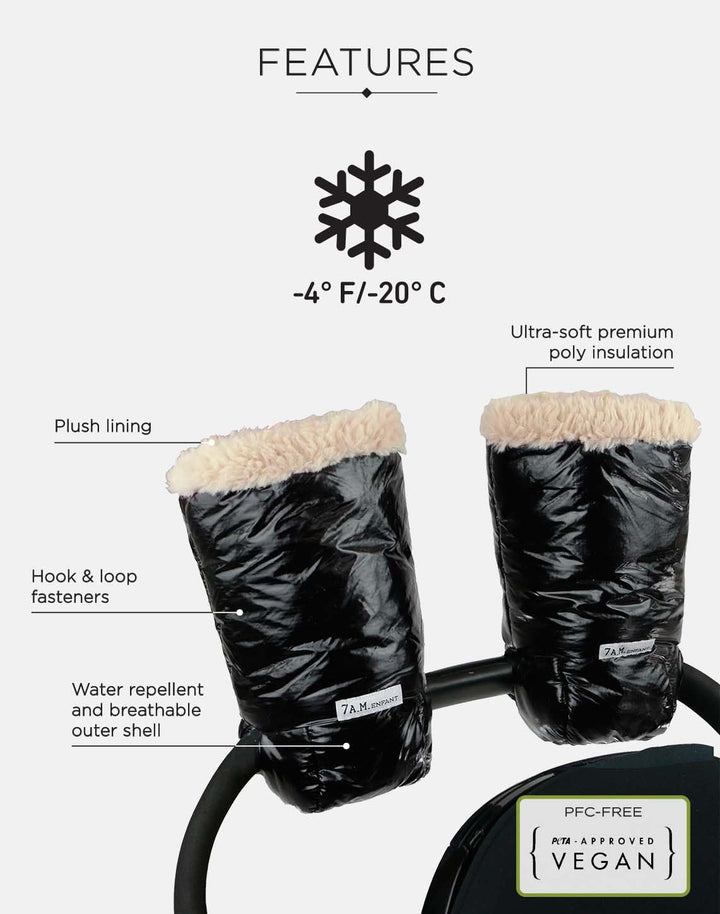 7AM Enfant Stroller Warmmuffs - Polar Hand Warmers with Anti- Freeze, Cold Weather, Water Repellent & Warm Hand Gloves for Pushchair, Pram, Stroller & Car Seat Bar