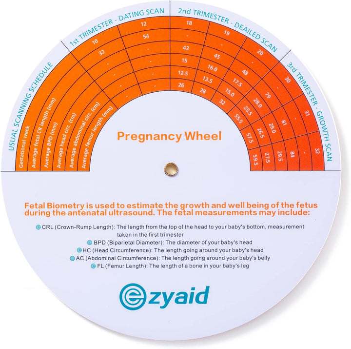 Pregnancy Wheel, Due Date OB-GYN Calculator with CRL, BPD, HC AC and FL Guide, EDC Wheel for Pregnant Women/Healthcare Providers