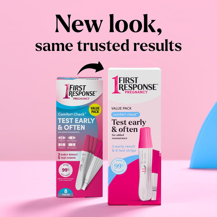 Comfort Check Pregnancy Test, 8 Count, Pink & White