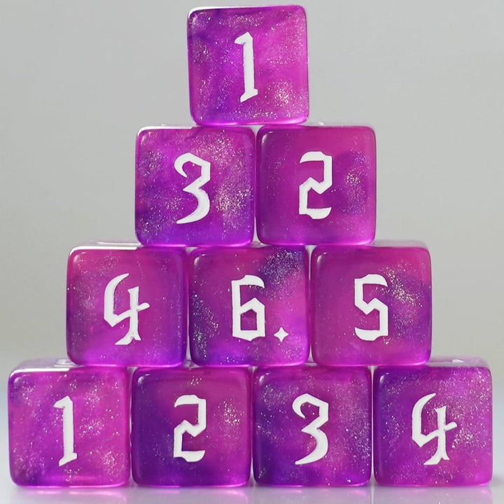 10 PC D6 Dice 16Mm Acrylic Dice Set for RPG MTG DND Dice Table Games and Board Games (Pink + Blue)