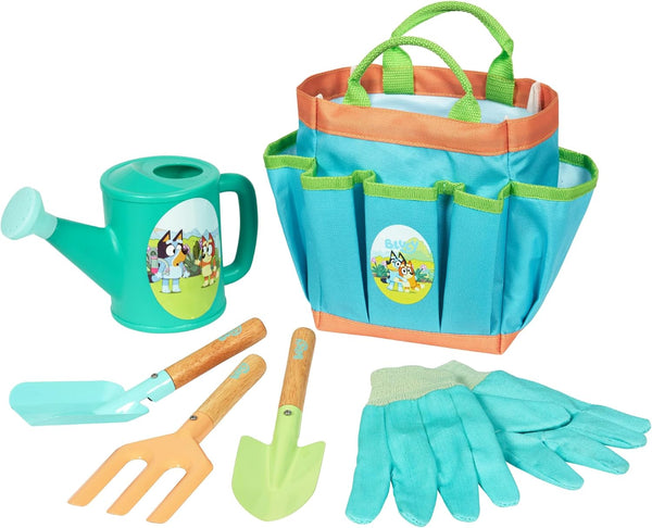BLUEY Gardening Set | Quality Garden Tool Kit for Kids and Toddlers | Includes Watering Can, Gloves, Two Shovels, Rake and Tote Bag