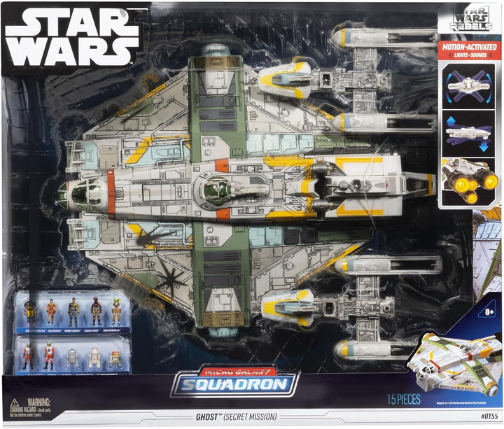 Star Wars™ Micro Galaxy Squadron Ghost (Secret Mission) - 15-Inch Vehicle with Three Additional Vehicles plus Ten Micro Figures Accessories