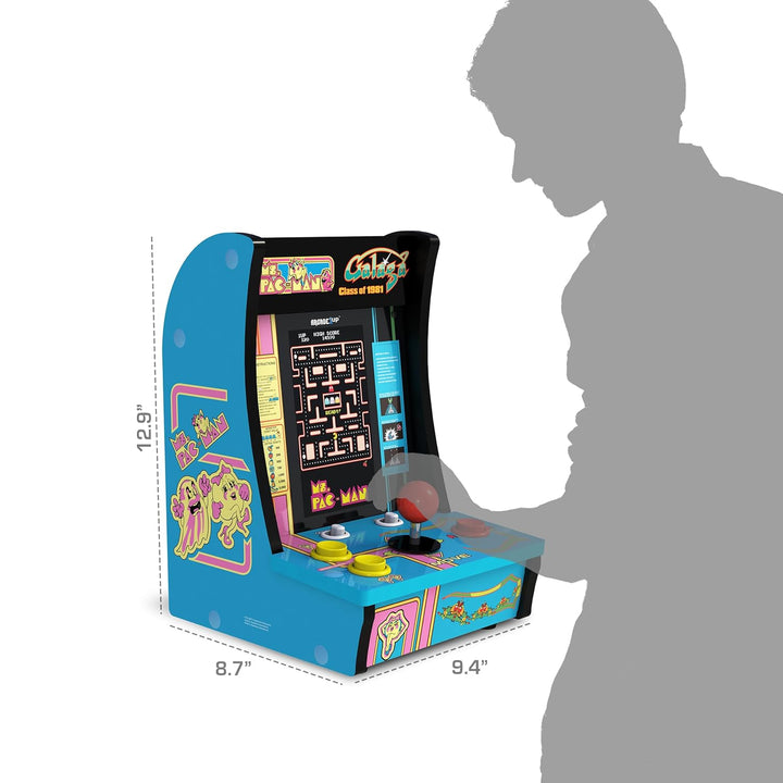 Class of ‘81 Ms. Pac-Man/Galaga Countercade – 3 Classic Games, Retro Game Console for Home, Portable Console with 7-Inch Screen, Table-Top Video Game for Game Room