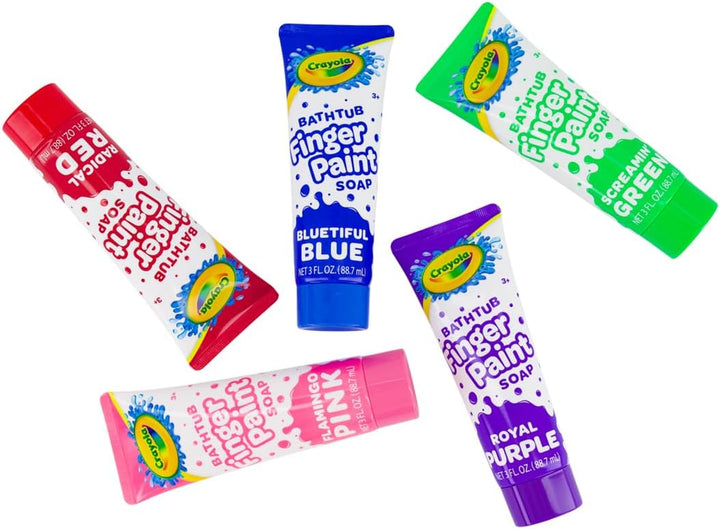 Bathtub Fingerpaint 5 Color Variety Pack, 3 Ounce Tubes (Bluetiful Blue, Screamin' Green, Radical Red, Flamingo Pink, Royal Purple) Color Your Bath Easily Washable Finger Paints