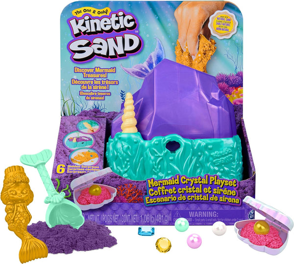 , Mermaid Crystal Playset, over 1Lb of Play Sand, Gold Shimmer Sand, Storage and Tools, Sensory Toys for Kids Ages 3 and Up
