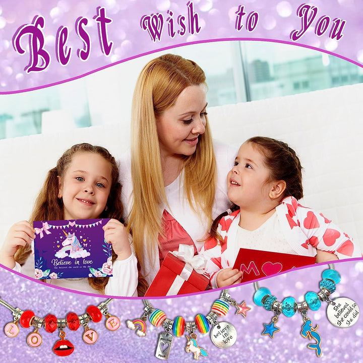 Charm Bracelet/Jewelry Making Kits for Kids Girls,Unicorn Birthday Gifts,Arts Crafts Toys for 5 6 7 8 9 12 Years Old Girls