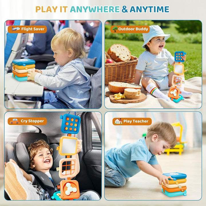 Montessori Toys for Baby 6-12 Months: Sensory Activity Cube with Fine Motor Skills - Travel Busy Board Busy Cube Gifts for 1 Year Old Boy Girl