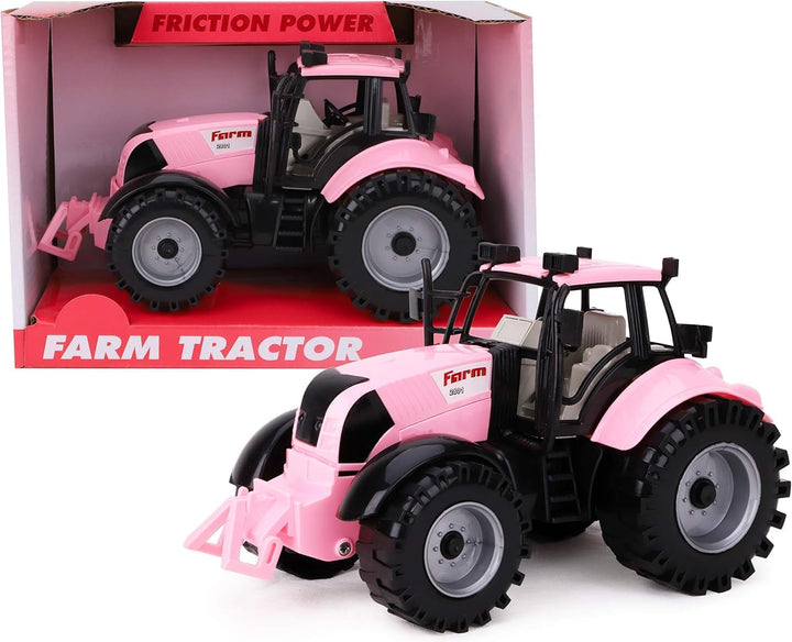 ⓡ Friction Powered Farm Tractor with Opening Bonnet - Available in Pink, Blue, Red & Green (RED)