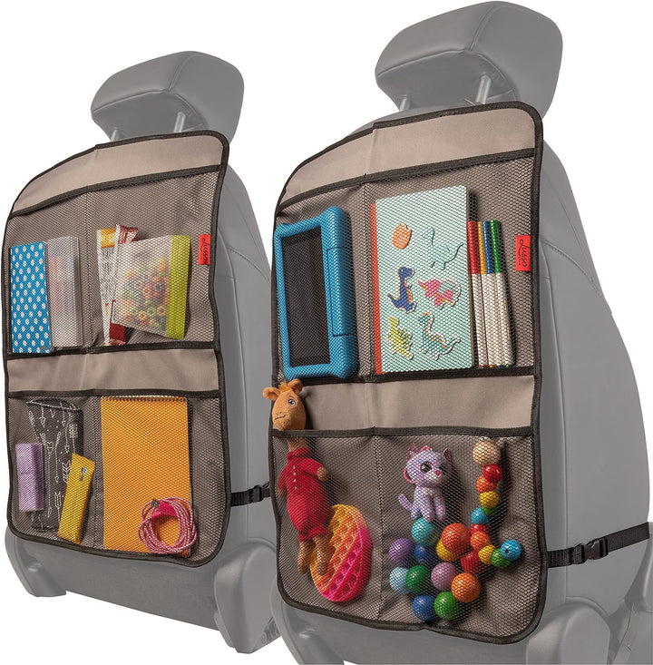 Car Seat Back Protector Cover for Kids (2 Pack) - Black, 3 Mesh Pockets - Backseat Car Organizer - Waterproof & Machine Washable - Protects against Mud, Scuffs & Spills