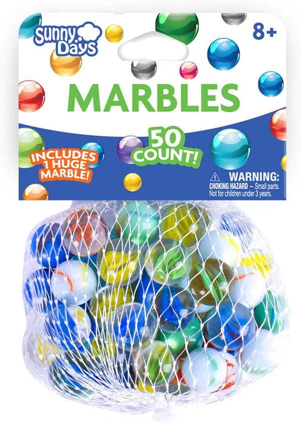 50 Piece Marbles - Colorful Glass Marble for Kids Games | 49 Players and 1 Shooter