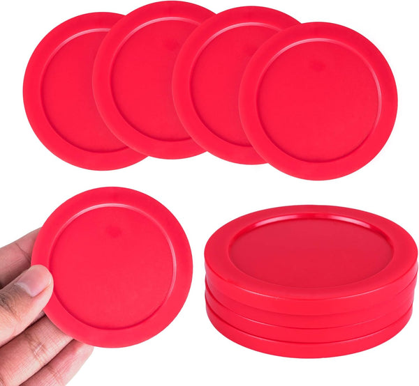 Home Air Hockey Red Replacement 2.5" Pucks for Game Tables, Equipment, Accessories (Pack of 4)