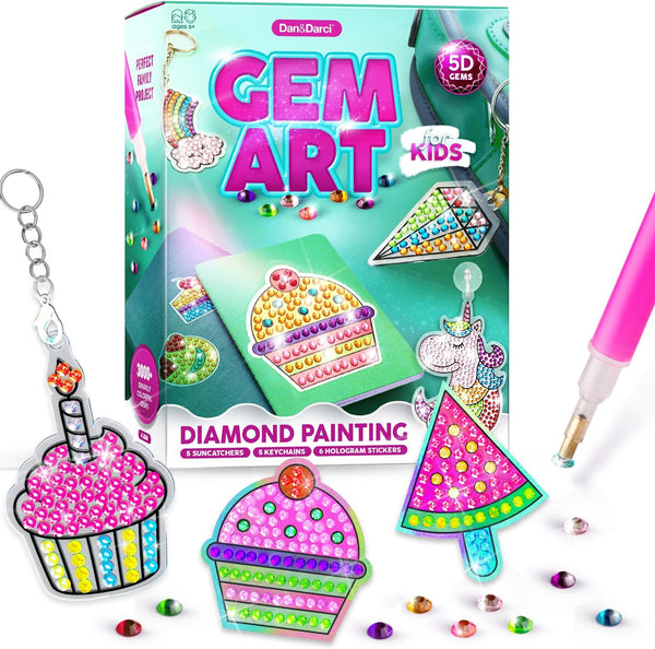 Diamond Art Kit for Kids - Gem Painting Arts & Crafts Kits for Ages 6-12, Gifts for 6, 7, 8, 9, 10, 11, 12 Year Old Boy & Girl - Girls Birthday Toys Gift Ideas - Craft Activities for Age 6+
