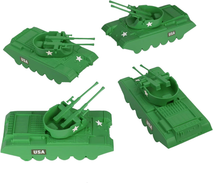 BMC Classic Payton Anti-Aircraft Tanks - 4Pc Tan Green Plastic Army Men Vehicles