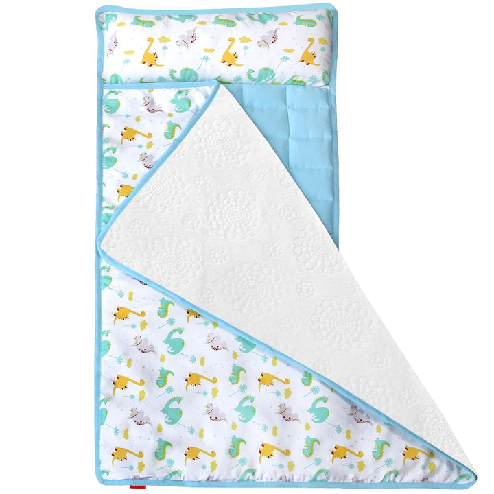 Toddler Nap Mat for Girls Floral, Kids Sleeping Mat with Fleece Blanket, Lightweight Perfect for Kids Preschool, Daycare, Travel Sleeping Bag, Fit Standard Cot