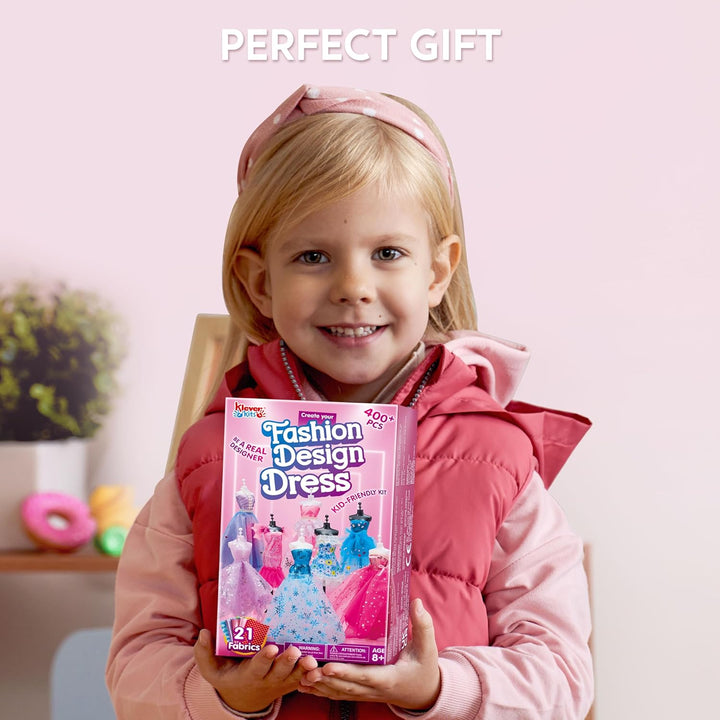 400+PCS Fashion Design Crafts for Kids, Art and Crafts, DIY Sewing Kits with 3 Mannequins for Girls Aged 8-12, Birthday Presents, Toys for Kids
