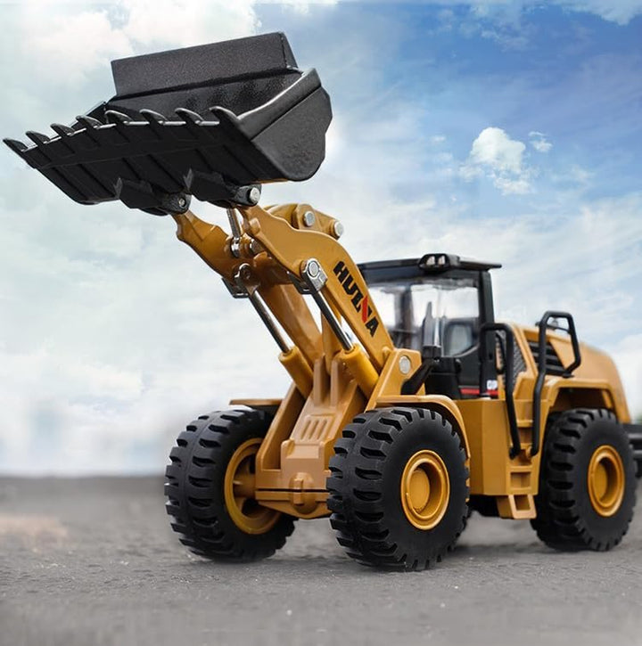 Mechanical Loader Toy, Construction Vehicle Wheeled Loader 1/50 Scale Skid Steer Loader Toy, Bulldozer Shovel Engineering Vehicle Alloy Models for Kids, Collection and Decoration House