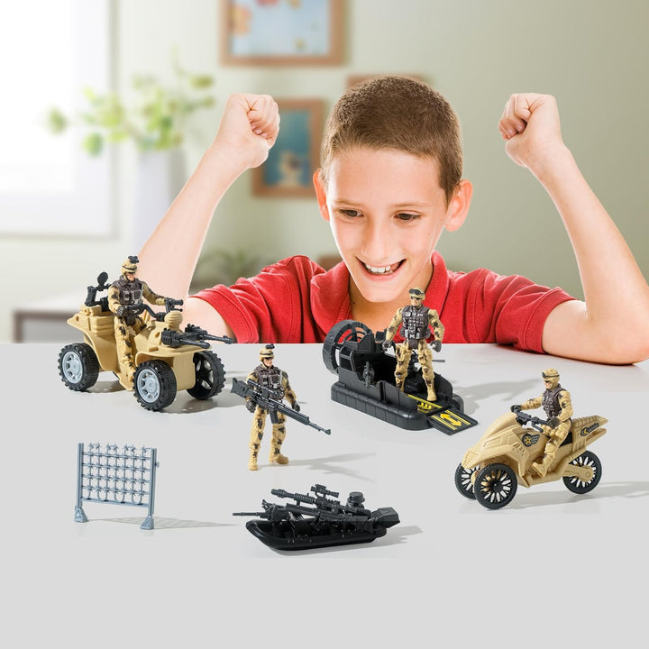 Military Soldier Men Action Figures, 11PCS US Army Soldier Plastic Figure Set Military Base Playset Vehicles Play Combat Toys, Army Toy Set for Kids Boys Age 3 4 5 6+