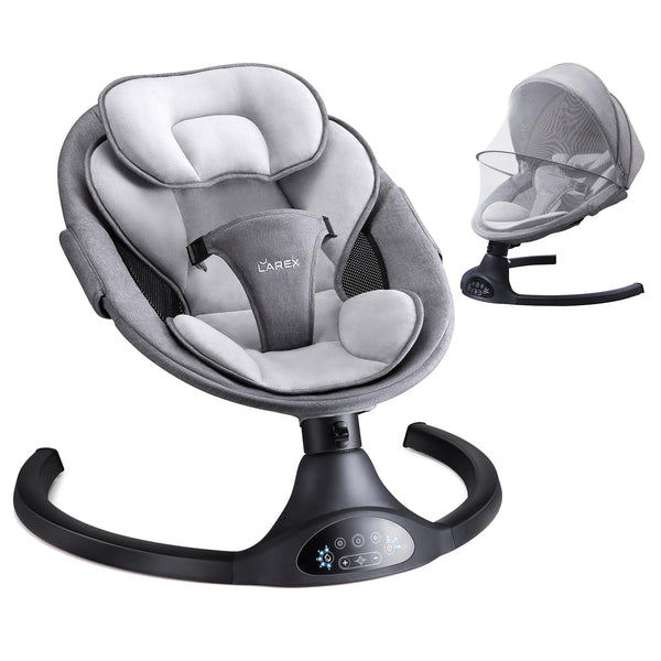 Baby Swing Infant Swing Electric Toddler Baby Rocker Portable for Newborn Boy Girl, 5 Sway Speeds with Remote Control, 10 Preset Melodies and Bluetooth, 0-6 Months Max 20 Lbs (Black)