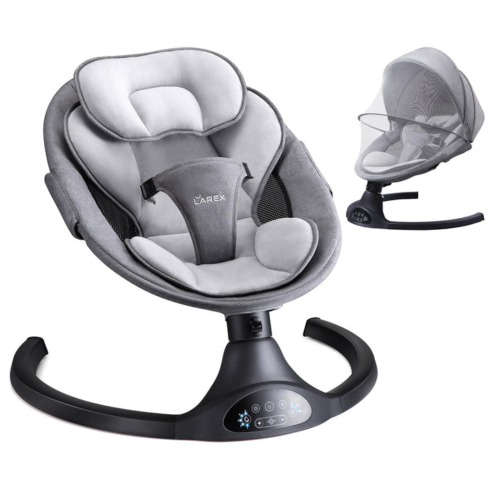 Baby Swing Infant Swing Electric Toddler Baby Rocker Portable for Newborn Boy Girl, 5 Sway Speeds with Remote Control, 10 Preset Melodies and Bluetooth, 0-6 Months Max 20 Lbs (Black)