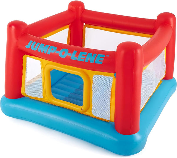 Inflatable Jump-O-Lene Trampoline Bounce House with Crawl-Thru Door & Net - Indoor & Outdoor Backyard Blow-Up Bouncy Playhouse for Kids Ages 3-6